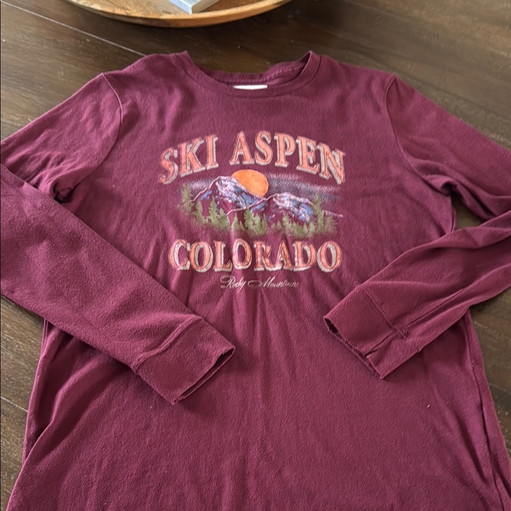 Abercrombie Kids Red Long Sleeve Tee Graphic Design